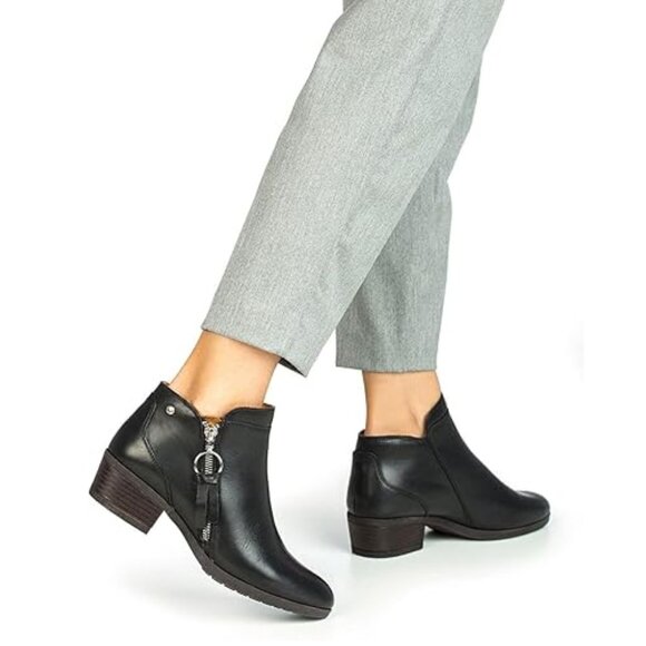 PIKOLINOS Doroka Ankle Boots Booties Leather Side Zip Black Women's 38EU 7US - Picture 2 of 14